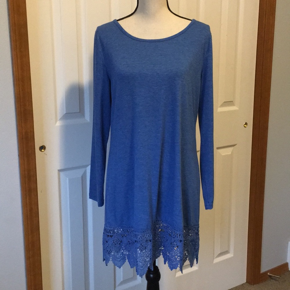 Royal blue heathered tunic lace trim